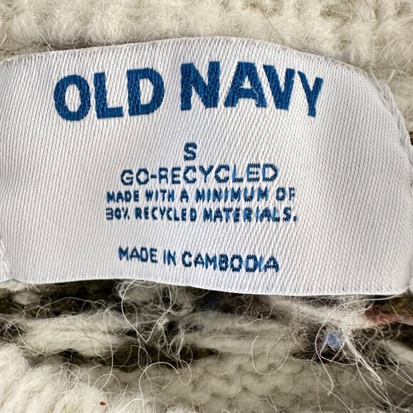 OLD NAVY Fair Isle Cardigan Crew Neck Button Front Sweater Cream Multi Small - Picture 9 of 11